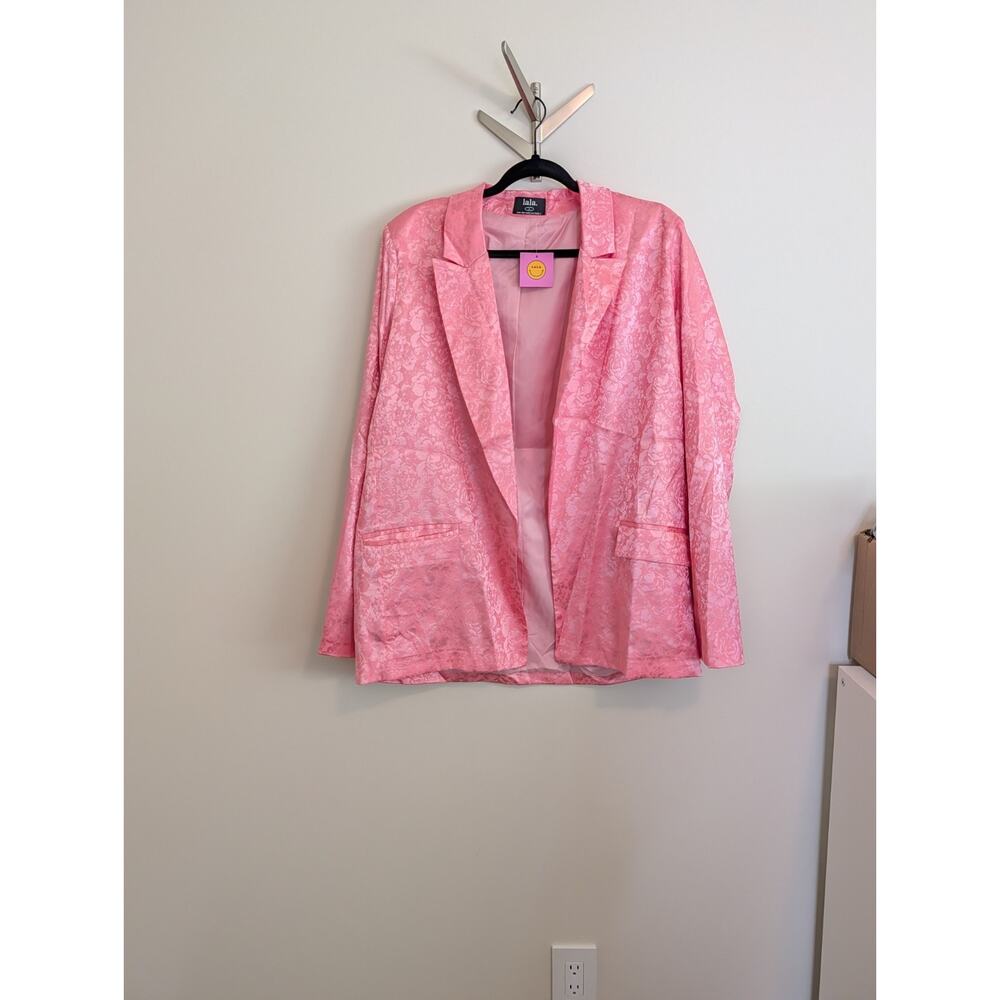NWT Dressed in Lala Blazer Pink Jacquard Floral Lucky Girl Blazer Jacket Size L - Picture 2 of 9